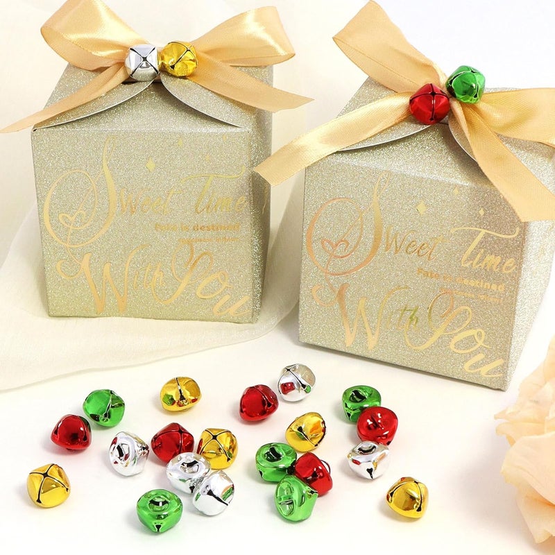 LIGHOON Jingle Bells for Crafts, 120 Pcs 3/5 Inch Christmas Bells DIY Colorful Craft Bells Bulk for Christmas Home Pet Decorations Festival Party Supplies Favors (Red Green Silver Gold) - Image 3